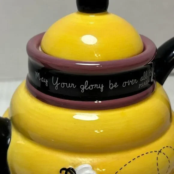 Debbie Mumm Brownlow Bumblebee Beehive Teapot Psalm 57:5 Vintage 2004 - Picture 3 of 8